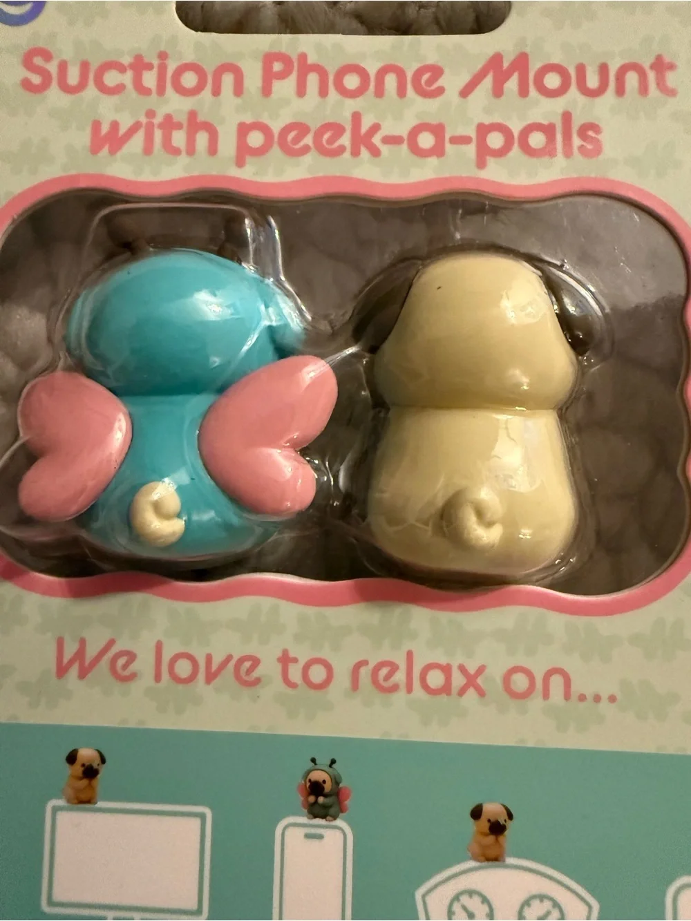 Snug Pink Butterfly Suction Phone Mount with Peek-a-Pals